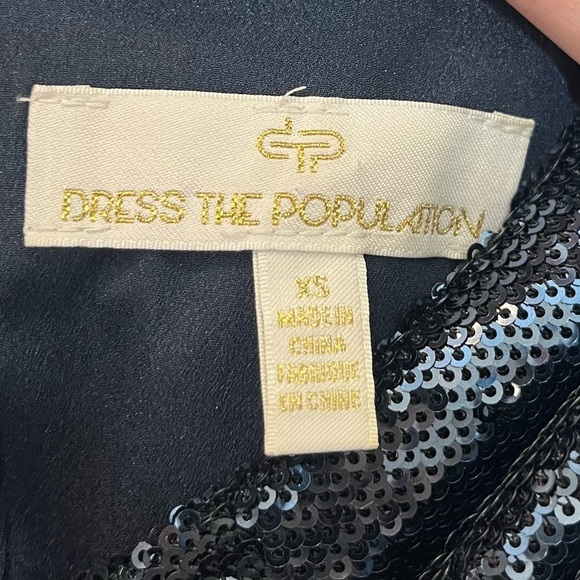 Dress The Population Sam Sequin Jumpsuit Navy Women’s Size XS Sleeveless Ruched - Picture 14 of 14